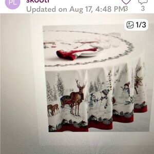 Williams Sonoma Holiday Tablecloth with Red and White Design